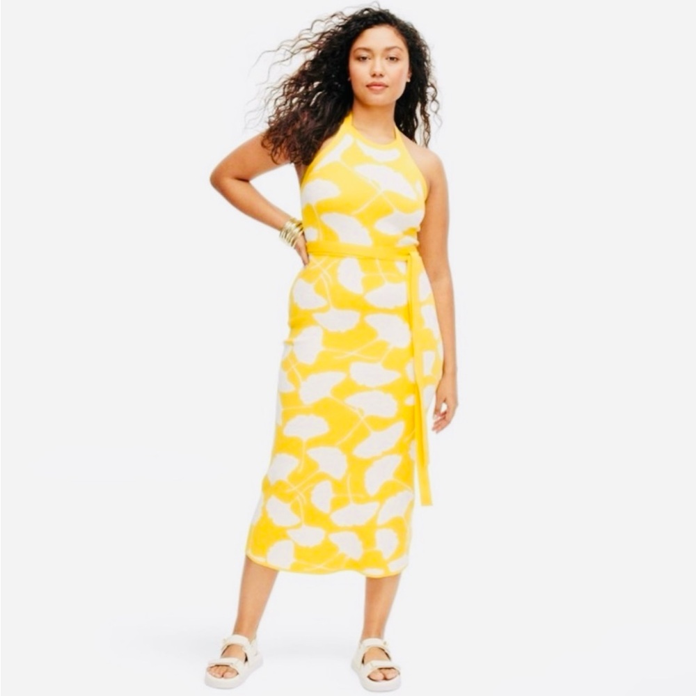 DVF for Target Women's Halter Ginkgo Yellow Sweaterknit Midi Dress, NWT Size L